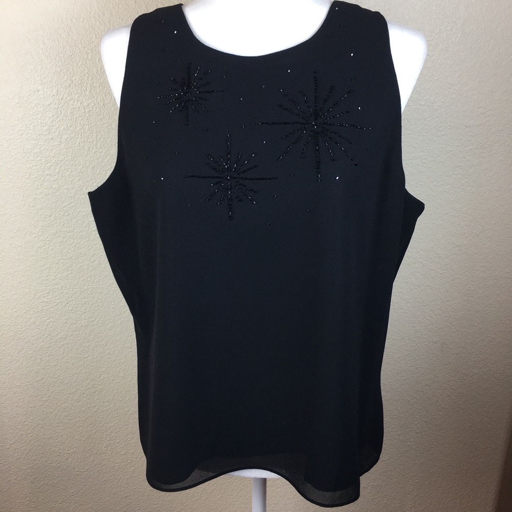 Adrianna Papell Evening Essentials Beaded Top Black Size XL